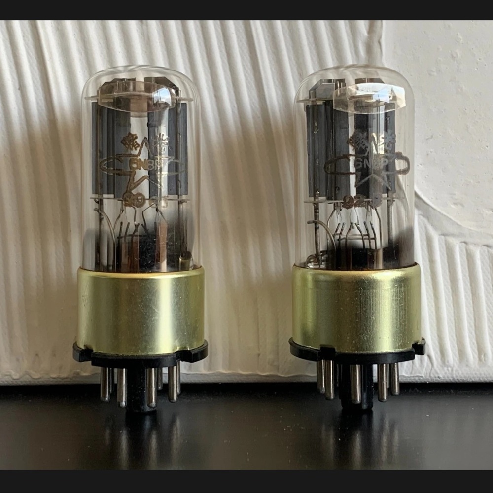 Gold and Black Vacuum Tubes, Shuguang 6N8P Tubes (Set of 2)